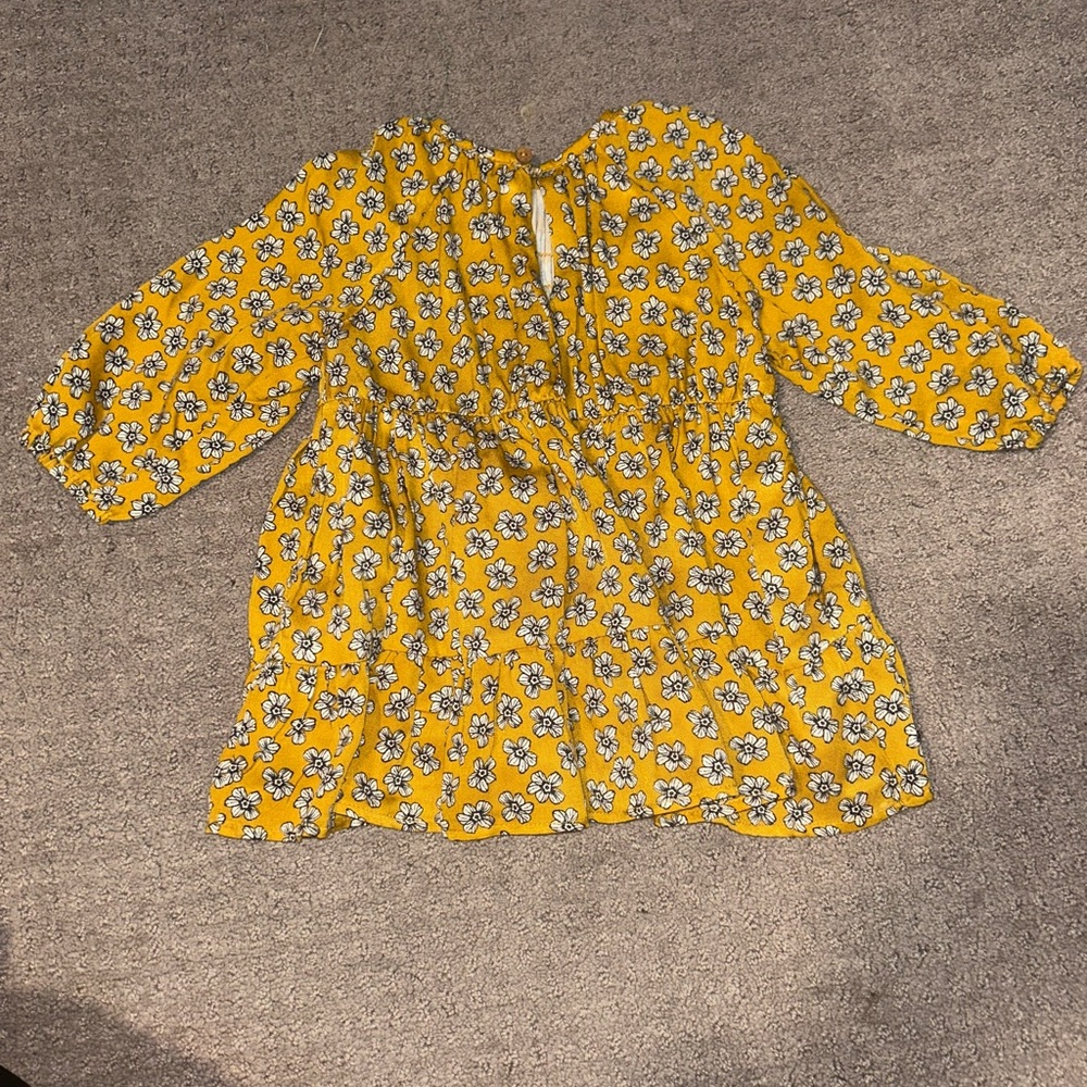 ZARA Kids | Ocher | Smocked Floral Dress 9-12M
